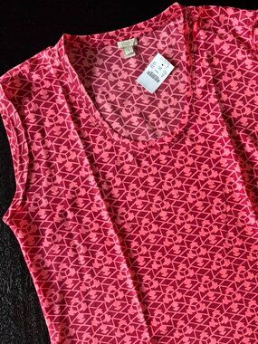 J.Crew Pink & Tomato Red Geometric Blouse  Plus Size 20  NWT